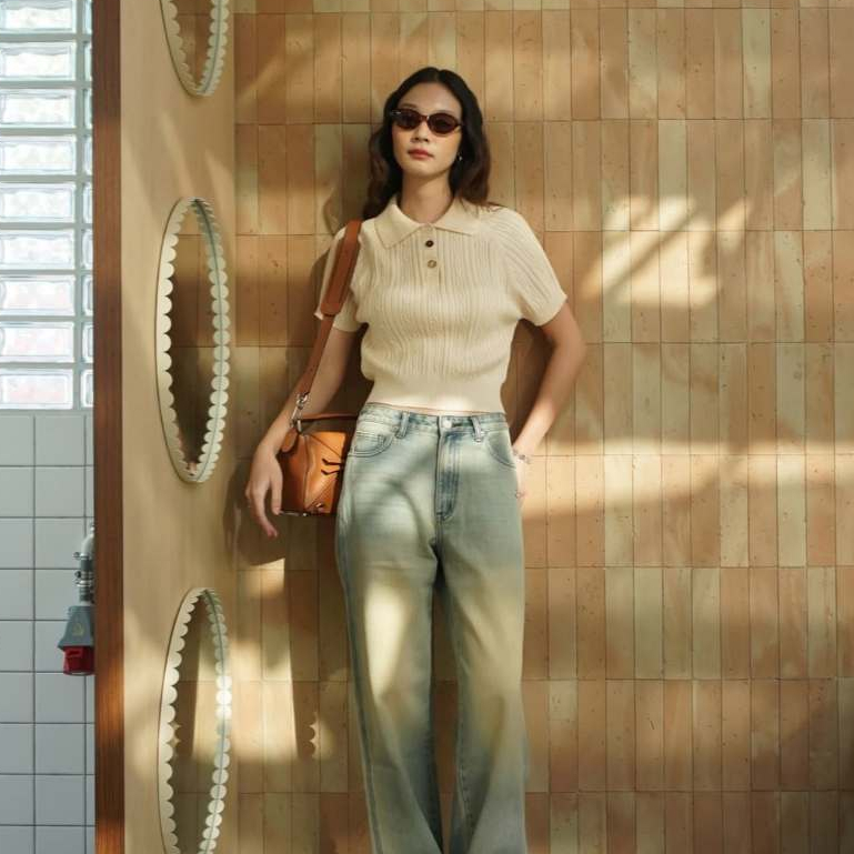 5pm.sun | full frimo polo knit top : เสื้อโปโลครอปผ้านุ่ม พร้อมดีเทลกระดุม ความยาวแบบ full length :-)