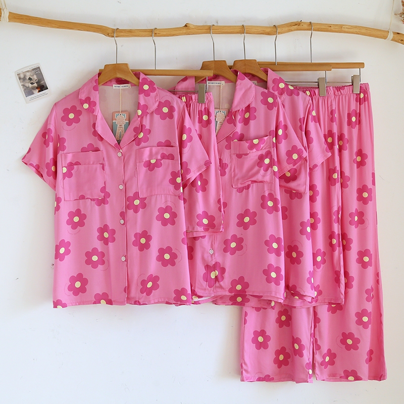 ชุดนอน Muslin Pajamas Organic bamboo รุ่น Bloomy Pink (A1074 B1074 E1074)  | ชุดนอนผู้หญิง
