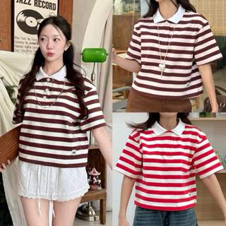 myyoungs - Stripey Polo เสื้อโปโลแขนสั้นลายทาง