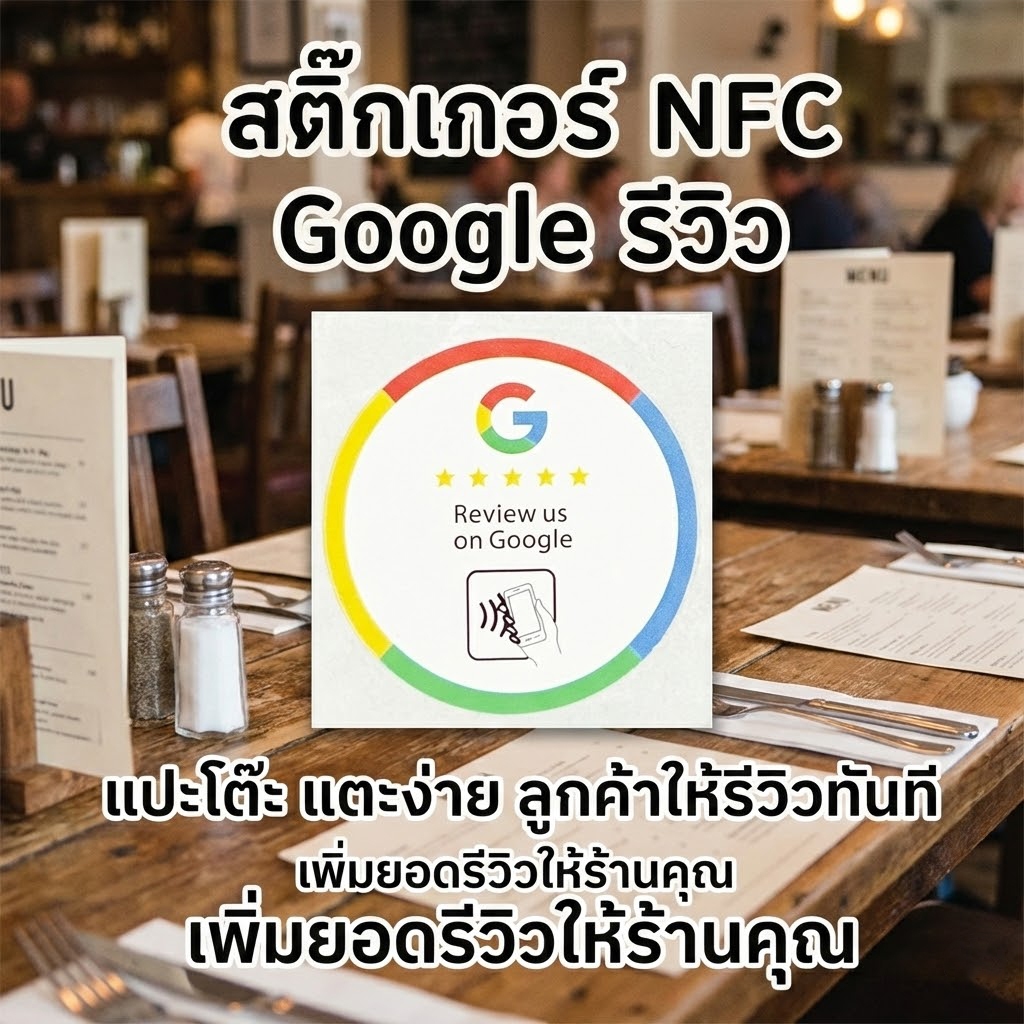 021-สติกเกอร์ NFC Google Review แตะรีวิวธุรกิจบน Google Map ทำลิ้งรีวิวโดยตรง+ใส่ลิ้งให้ฟรี