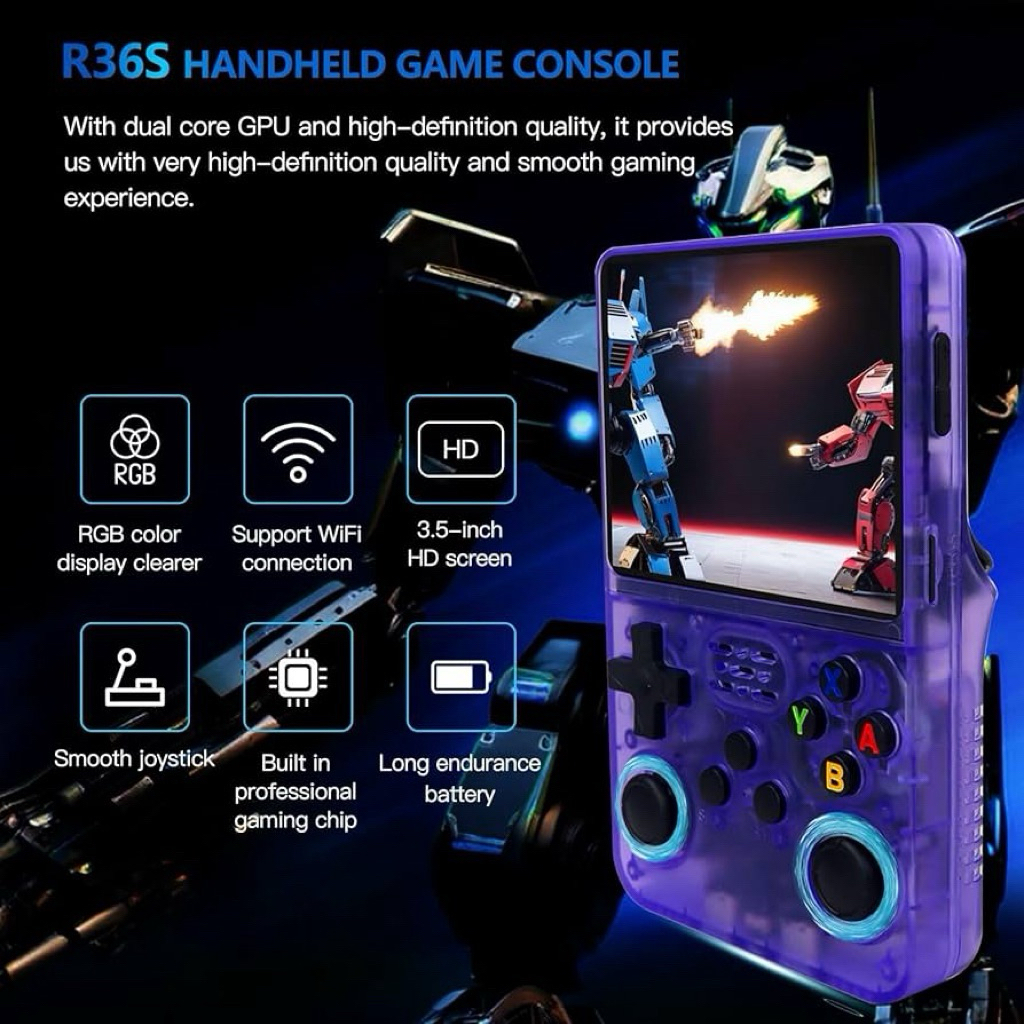 R36S Retro Handheld Game Console 3.5″ IPS Linux Dual Joystick Emulator