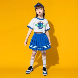 Beryl kids🌸ชุดการแสดงเด็ก🎀ชุดเด็กแฟชั่นสองชิ้น เชียร์ลีดเดอร์สำหรับเด็กชายและเด็กหญิง สไตล์เกาหลี เต้นฮิปฮอป เท่สุด