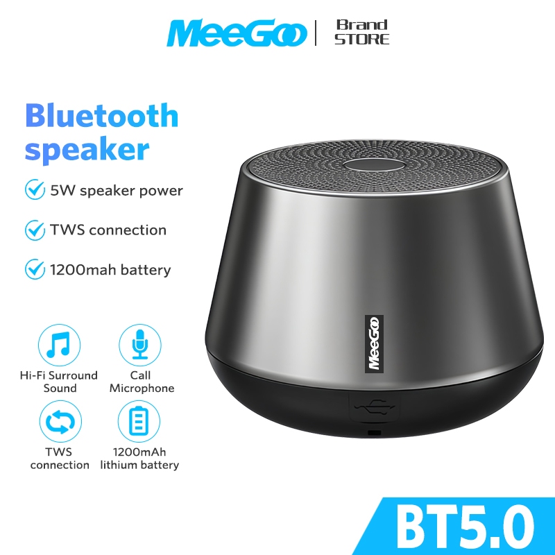 MEEGOO ลําโพงบลูทูธไร้สาย HIFI เอฟเฟคเสียงสเตอริโอ กันน้ํา เชือกที่ผูกติด 2 การเชื่อมต่อที่รองรับ