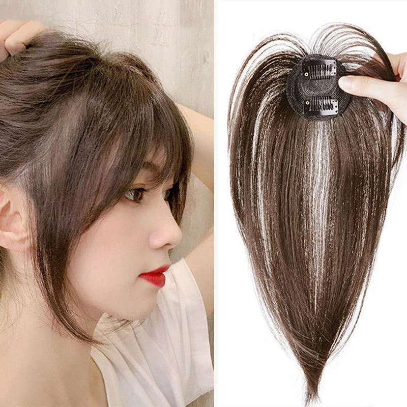 Novvia ท็อปเปอร์ผมสีดําธรรมชาติ12"-หน้าม้าคลิปปุยสําหรับผู้หญิงชิ้นขอบที่มองไม่เห็นสังเคราะห์