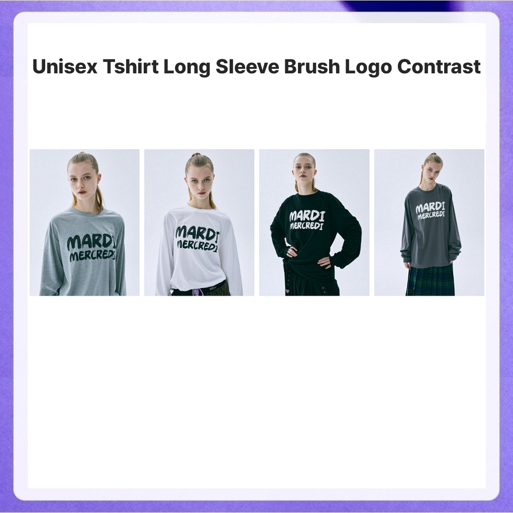 Mardi Mercredi Unisex Tshirt Long Sleeve Brush Logo Contrast