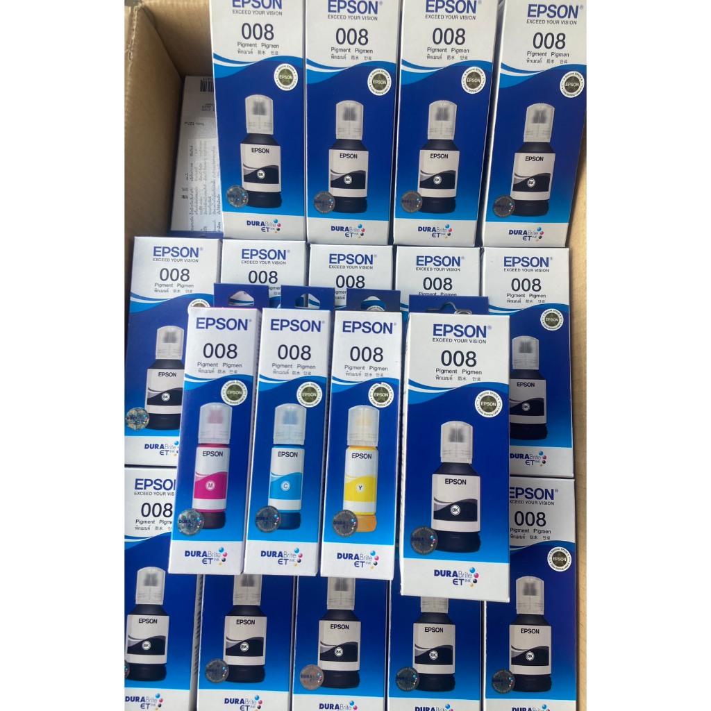 หมึกเติม EPSON 008 Bk C M Yใช้งานกับเครื่องรุ่น L6560 L6570 L6580 L15150 L15160 ของแท้