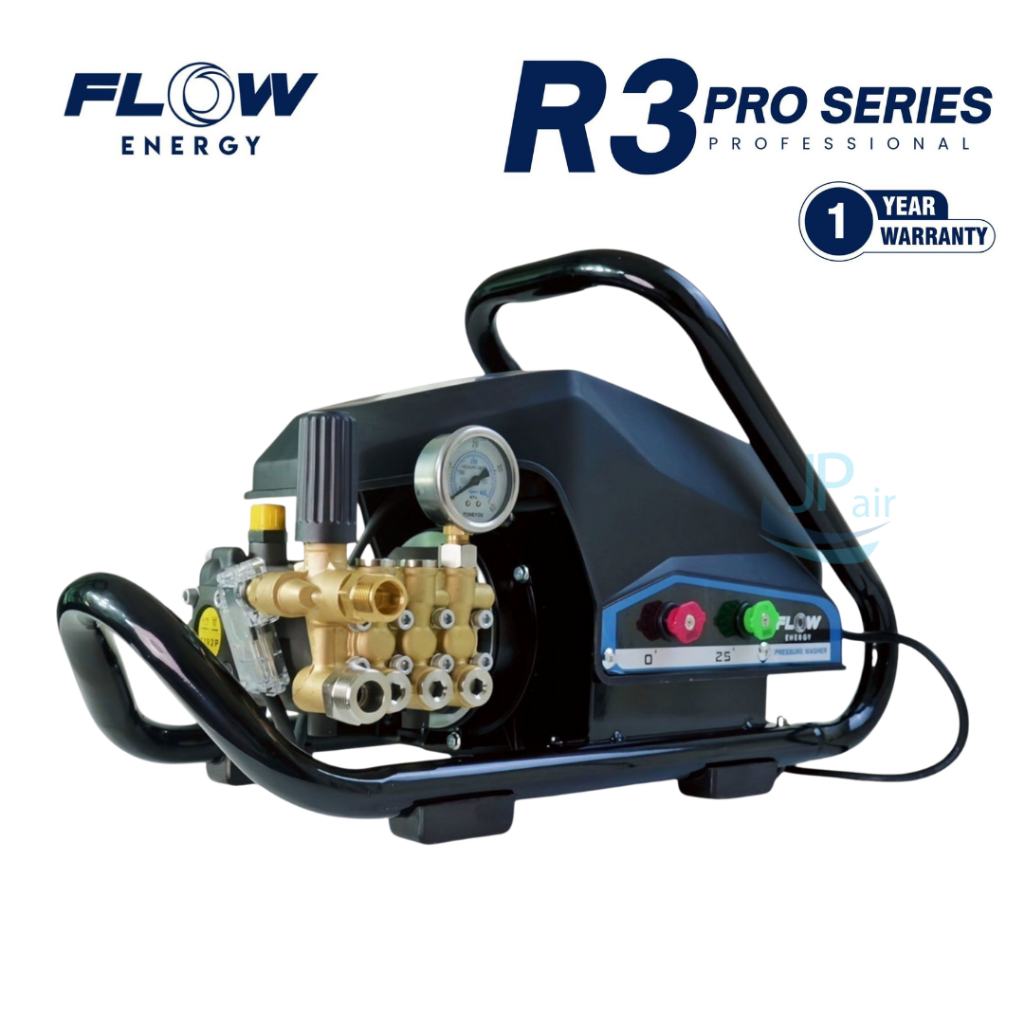 FLOW ENERGY R3 PRO SERIES เครื่องฉีดน้ำแรงดันสูง 30-180 บาร์ 12 ลิตร/นาที ระบบข้อเหวี่ยง 2800 รอบ/นาที 220V