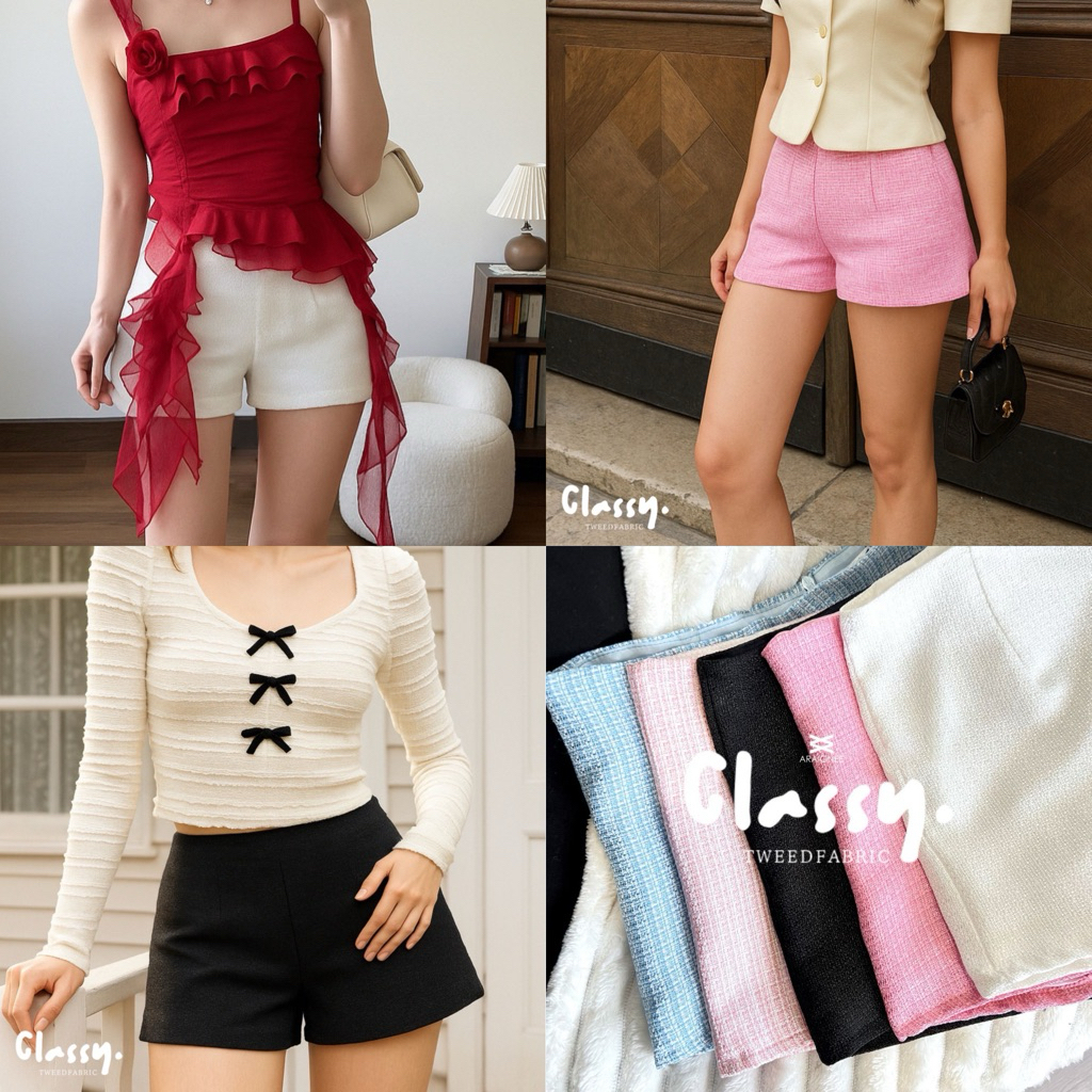 Classy Tweed Pants – กางเกงขาสั้นผ้าทวิต A-Line - รูปที่ 7