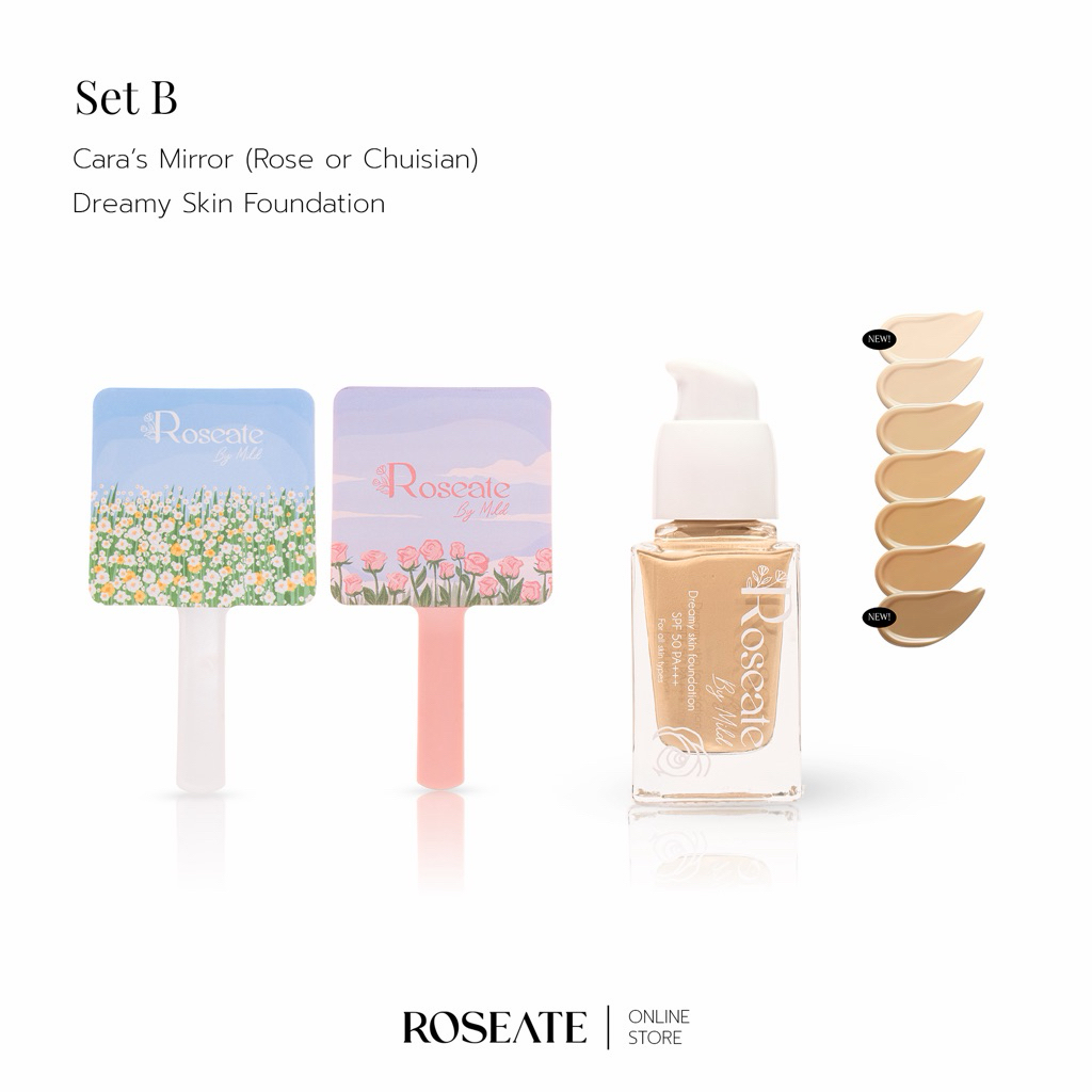Cara’s Mirror SET B กระจกแต่งหน้า+รองพื้น Roseate By Mild