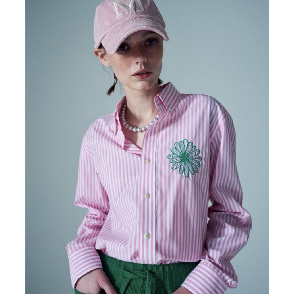 เสื้อเชิ้ต Mardi mercredi สีชมพู สดใส มือสองสภาพดีนะคะ