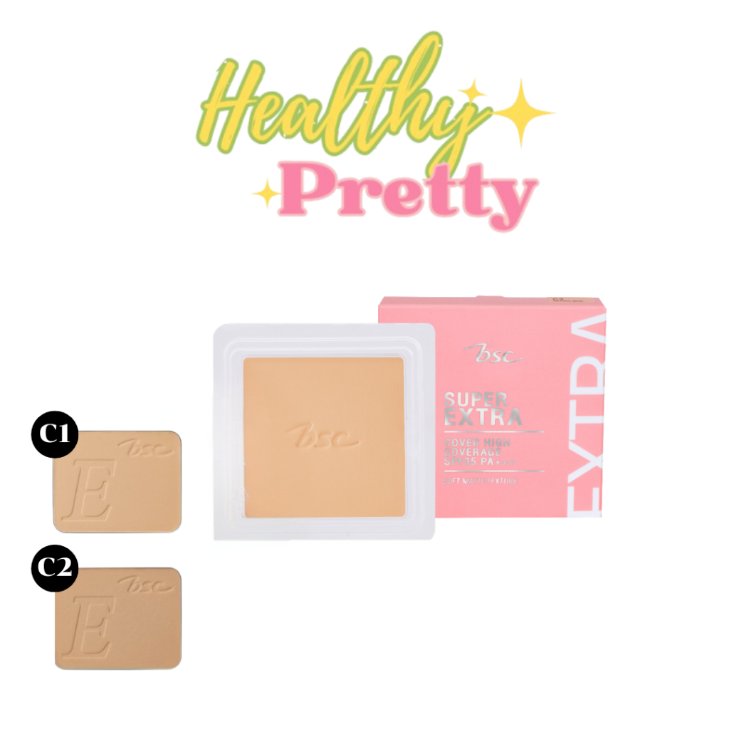 BSC Extra cover high coverage SPF 30 PA+++ แป้ง บีเอสซี เอ๊กตร้า คัพเวอร์ (ขนาดจริง/รีฟิล)