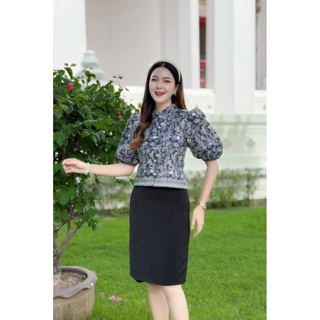 เสื้อผ้าคอตตอลลายดอกไม้ ผ้าใส่สบายงานอัดกาวทั้งตัวเนี้ยบมากใส่ออกงานได้ค่ะ - รูปที่ 3