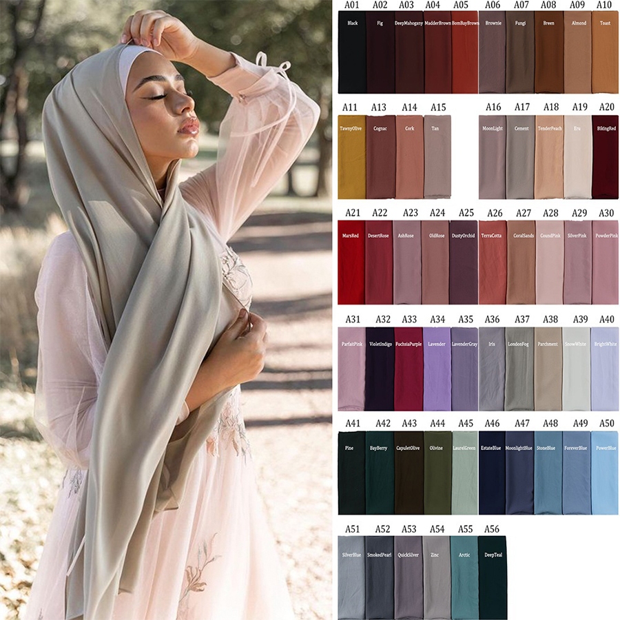 ผ้าปิดหัวฮิจับผ้าฝ้ายและฝักบัวธรรมชาติ ขนาดใหญ่ยาว ซม. Hijab ผ้าพันหัวสำหรับมุสลิม Headscarf 185x85cm
