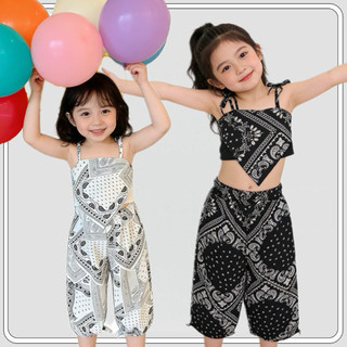 MC074 ชุดเช็ตสายเดี่ยวเด็กผู้หญิง งานเช็กซี่  เสื้อ+กางเกง สไตล์เกาหลี พร้อมส่งไวมากๆ