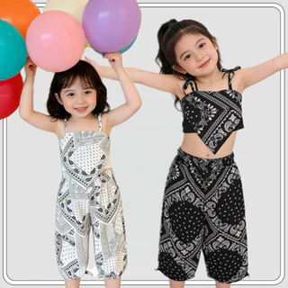MC074 ชุดเช็ตสายเดี่ยวเด็กผู้หญิง งานเช็กซี่ เสื้อ+กางเกง สไตล์เกาหลี พร้อมส่งไวมากๆ