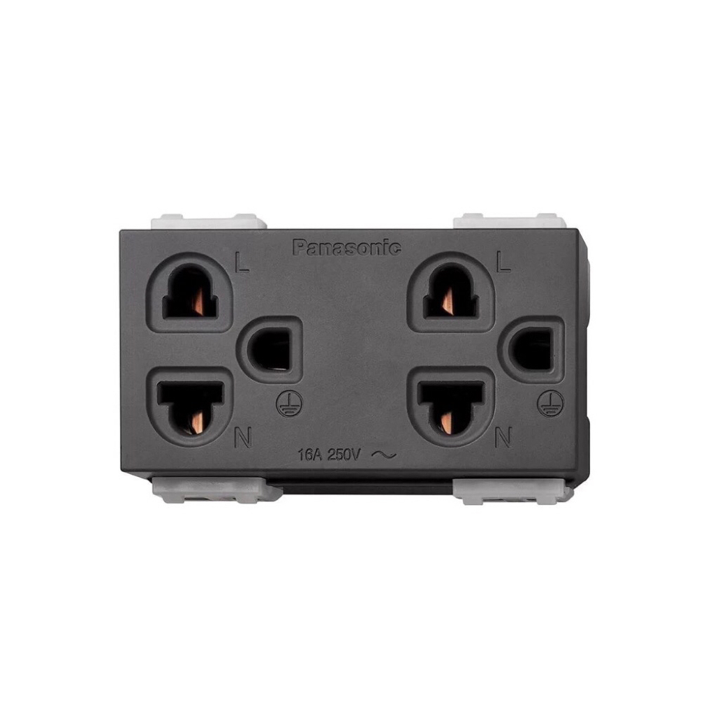 Panasonic เต้ารับคู่ 3 ขา WEG 15929H สีเทา