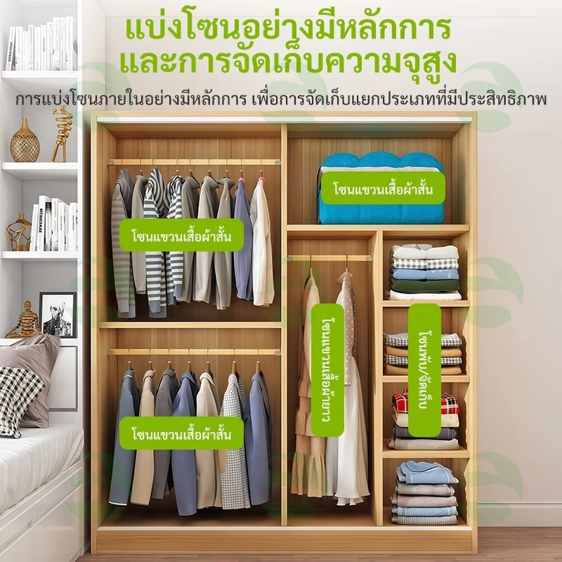 ตู้เสื้อผ้าตู้ประตูบานเลื่อนครัวเรือนตู้เสื้อผ้าบ้านเช่าเรียบง่าย thumbnail 4