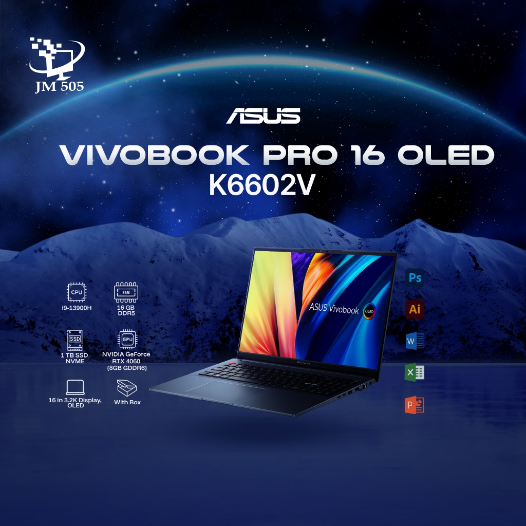 Asus Vivobook Pro 16 OLED K6602V 16"3.2K 120Hz OLED(Intel Core i9-13900H,NVIDIA GeForce RTX 4060 stu