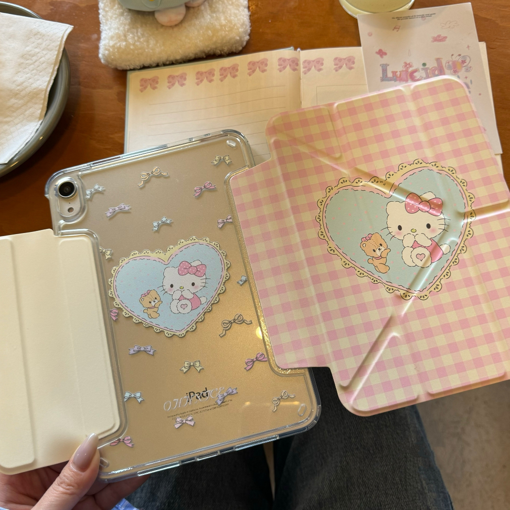 🚚ส่งใน 24 ชม🚚เคส iPad พับแบบ Y อะคริลิคใส ลายคิต ไตล์ญี่ปุ่น Gen11 มีที่ใส่ปากกา รองรับ Air8/7 Pro13