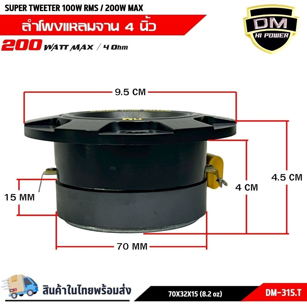 “จัดหนัก จัดเต็ม! แต่ราคาเบาๆ! DM-315.T ลำโพงทวิตเตอร์ 4 นิ้ว ลำโพงเสียงแหลม เสียงดีเกินราคา! คุณภาพเสียงแหลมใส คมชัด . ราคา ถูกที่สุด ดีลบีเคเค แกลเลอรีภาพที่ 7