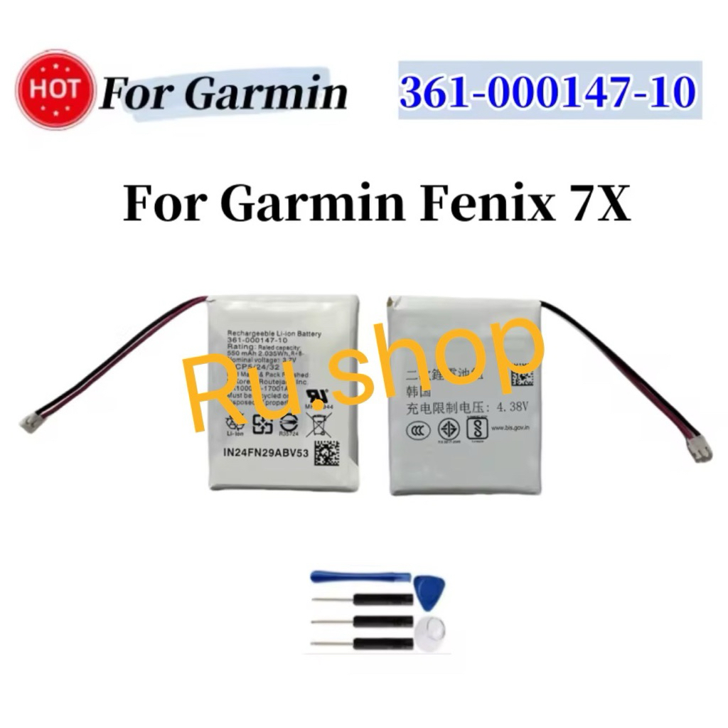 แบตเตอรี่ใหม่ 361-000147-10 550mAh 3.7V สําหรับ Garmin Fenix 7X สมาร์ทนาฬิกาแบตเตอรี่ + เครื่องมือฟรี
