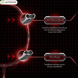 ALPSPORT AXL Asura ไม้แบดมินตัน 6U G5 คาร์บอน 75g ตีแรง คุมง่าย สูงสุด 30 ปอนด์ พร้อมกระเป๋า (ส่งจากไทย)Badminton Racket