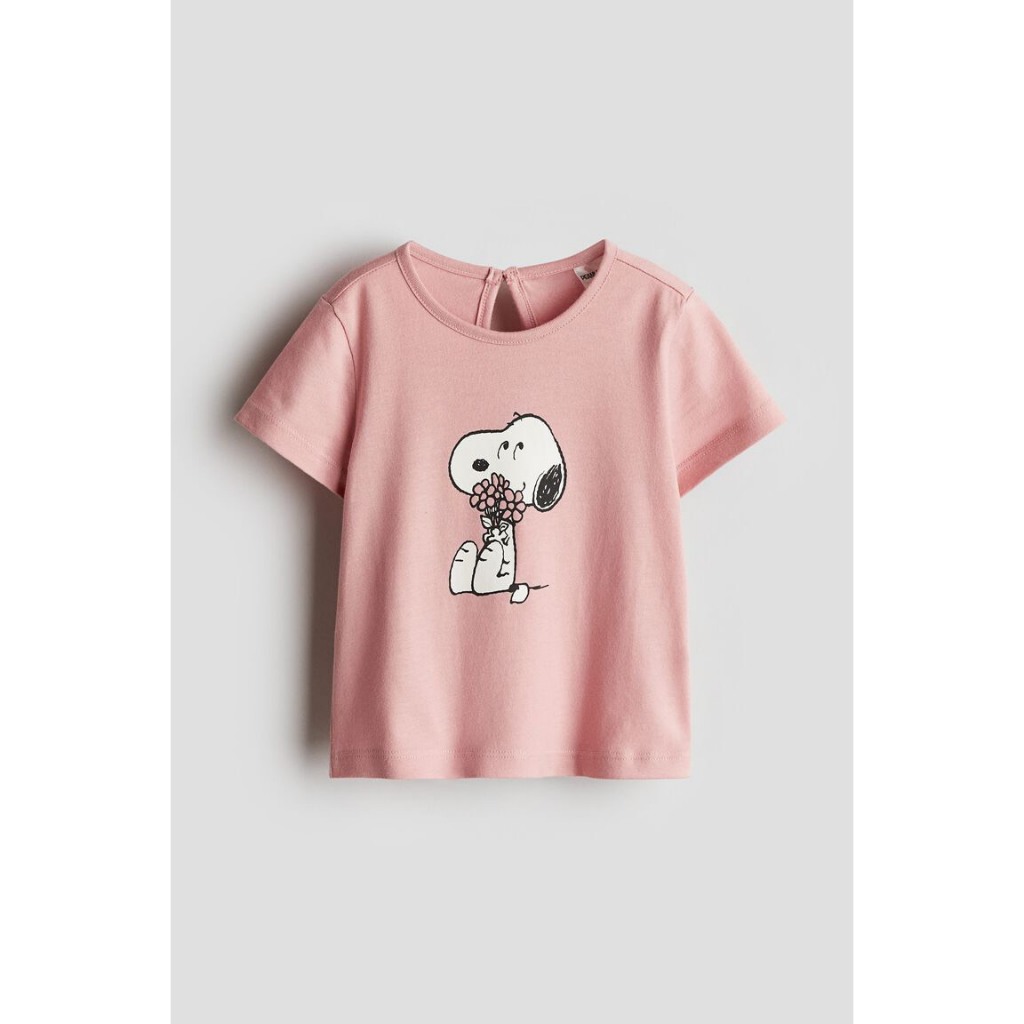 H&M เสื้อคอตตอล คอกลม มีกระดุมคอ ด้านหลัง 4-18 เดือน