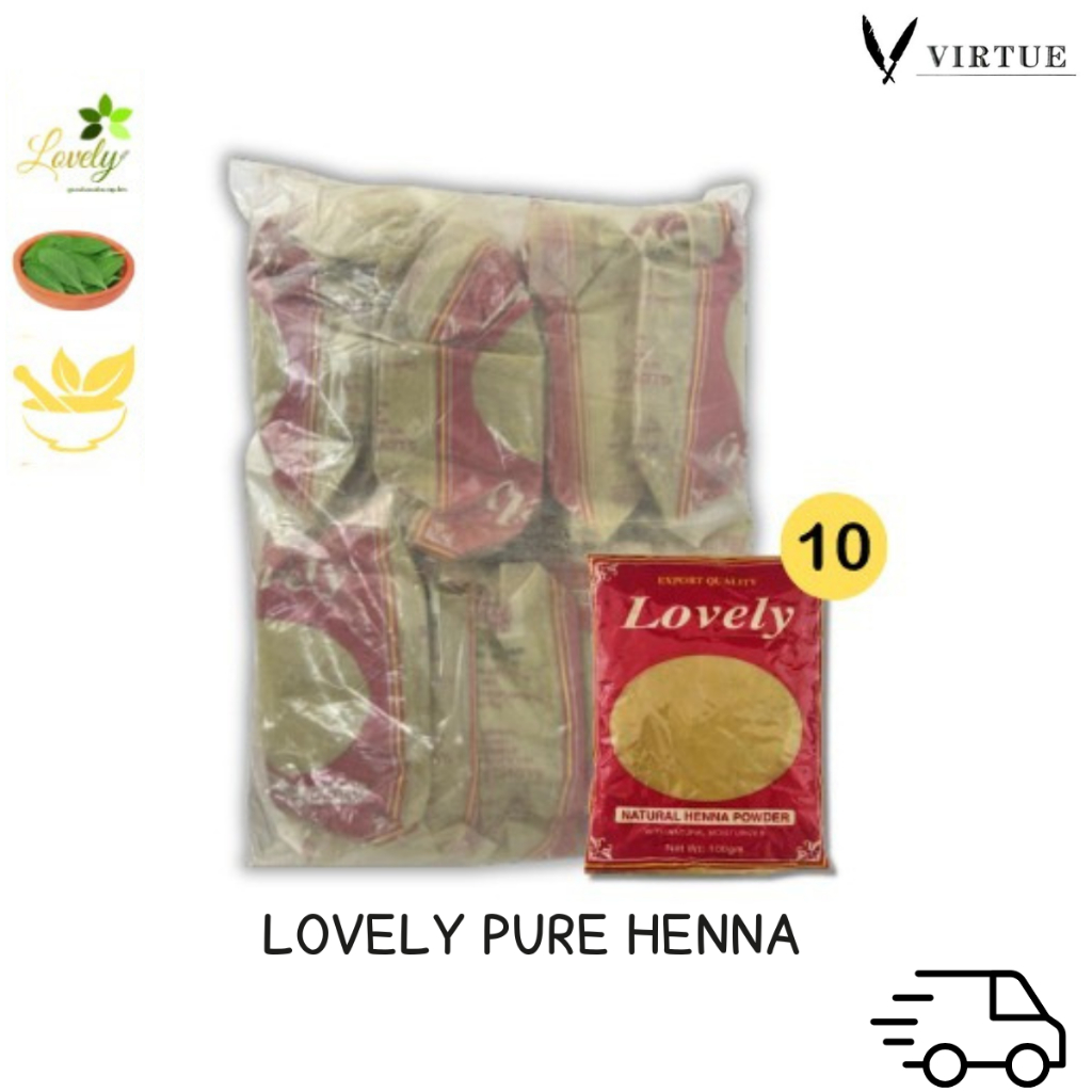 [Wholesale] Lovely เนเจอรัล เฮนน่า พาวเดอร์, เลิฟลี่ (ผงย้อมผม สมุนไพรจากธรรมชาติ) 100g x 10 (LOVELY NATURAL HENNA 1KG).