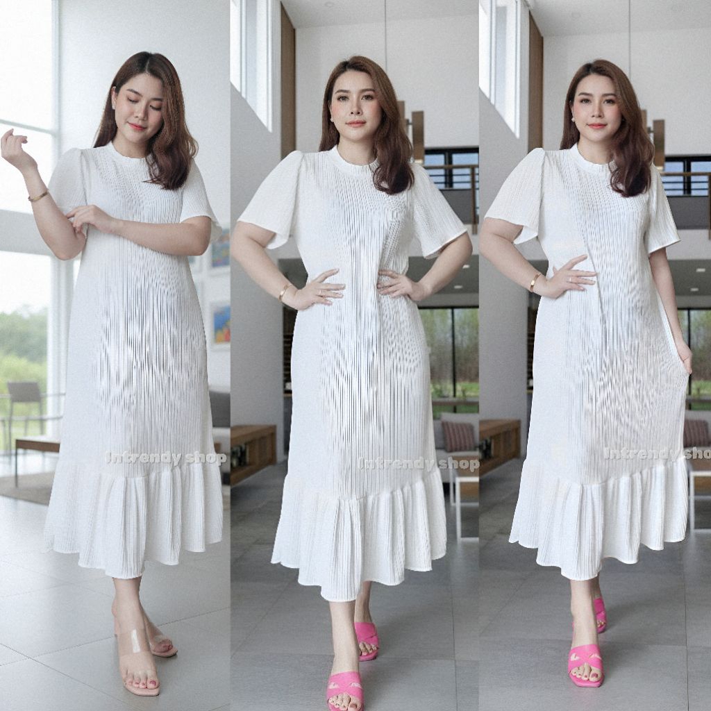 ใหม่.เดรสผ้ายืดท็อฟฟี่ชายระบาย Long ,rayer Dress B161( อก:36 – 46 นิ้ว) ใส่สวย. ราคา ถูกที่สุด ดีลบีเคเค แกลเลอรีภาพที่ 3