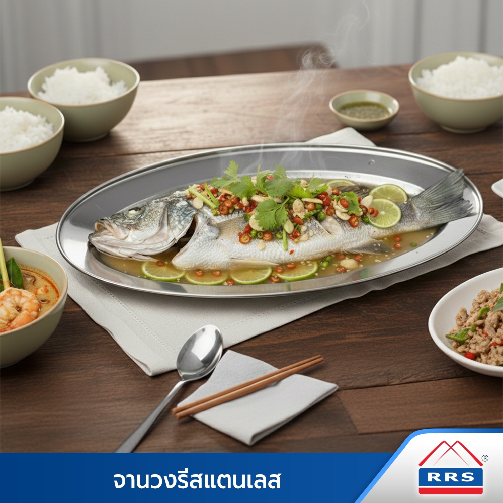 RRS จานวงรีสแตนเลส จานวงรี จานเปล 21/24/29/31/33/39 cm.
