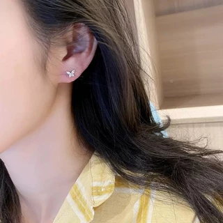 🦋 ต่างหูสตั๊ดเงิน 925 ผีเสื้อน่ารัก เพชร CZ เกาหลีมากก PO5 Mellow