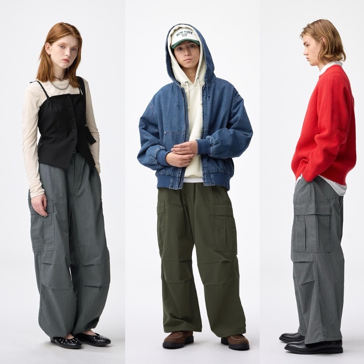 GU ของแท้ (พร้อมส่ง) กางเกงคาร์โก้ Unisex / GU Super Wide Cargo Pants