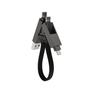 ZTEC ZM430 สายชาร์จ 4 in 1 รองรับชาร์จเร็ว 5A 240W สายถัก หัวพอร์ตอลูมิเนียม ยาว 15 ซม. -2Y