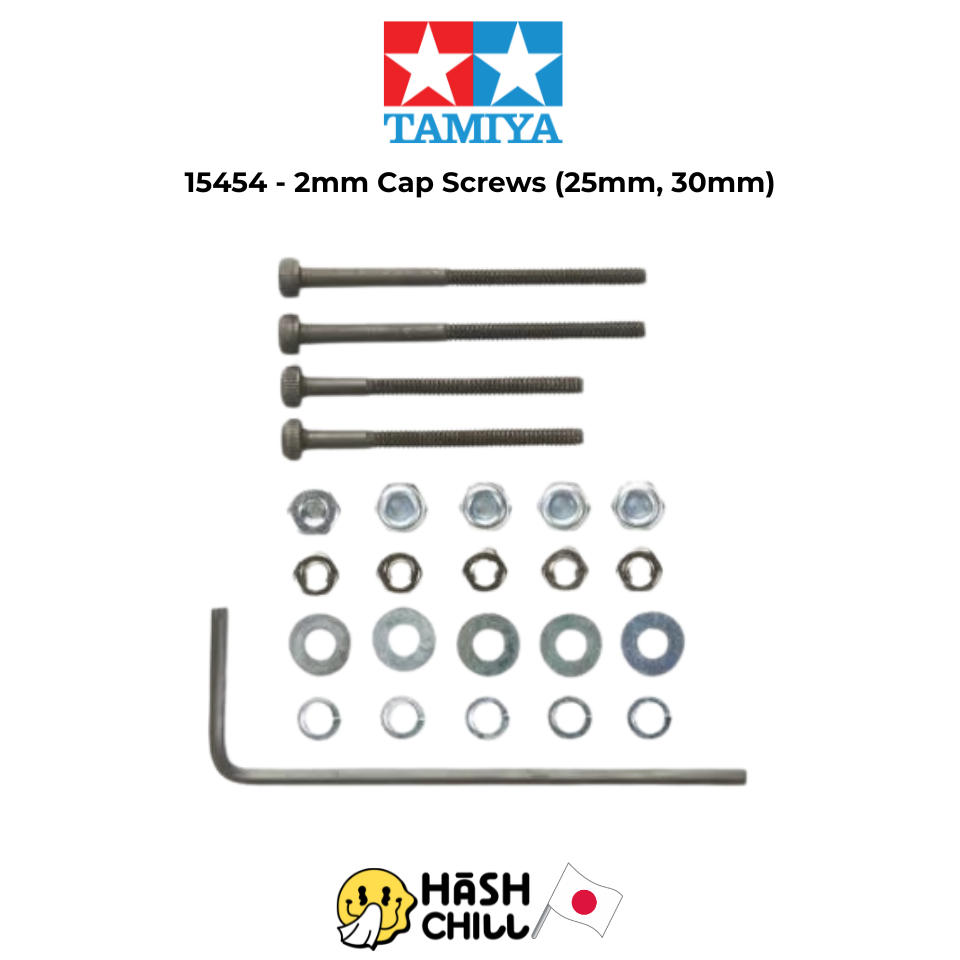 TAMIYA 15454 - 2mm Cap Screws (25mm, 30mm) น๊อตดำหกเหลี่ยม 2mm ของแท้ 100%