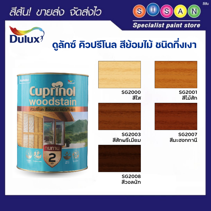 Dulux ดูลักซ์ ย้อมไม้คิวปรีโนล วู๊ดสเตน ชนิดกึ่งเงา ขนาด แกลลอน