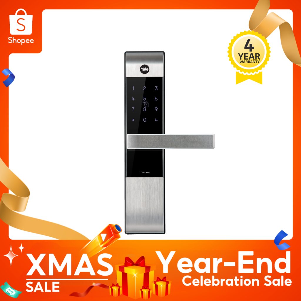 Yale YDM3109A Digital Door Lock เยลดิจิตอลล็อคแบบใช้การ์ด หน้าจอสัมผัส (ชุดมือจับฝังในบาน)