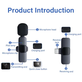 Novvia ไมโครโฟนไร้สาย K9 Wireless Microphone K35 แบบพกพา ใช้สําหรับสมาร์ทโฟน ไมค์ไร้สายหนีบเสื้อ ไมค์หนีบปกเสื้อ