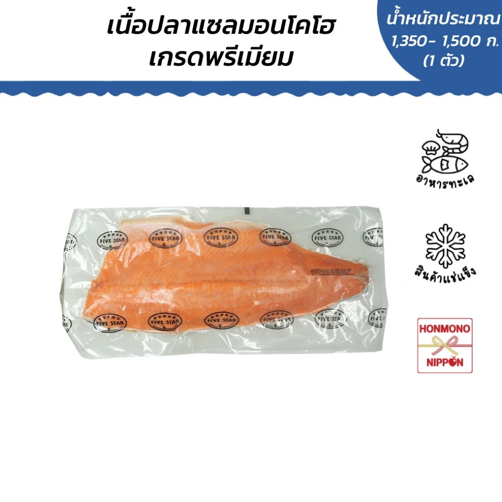 ปลาแซลมอนโคโฮ เกรดซาชิมิ พรีเมี่ยม -. Salmon Fillet Coho Trim C