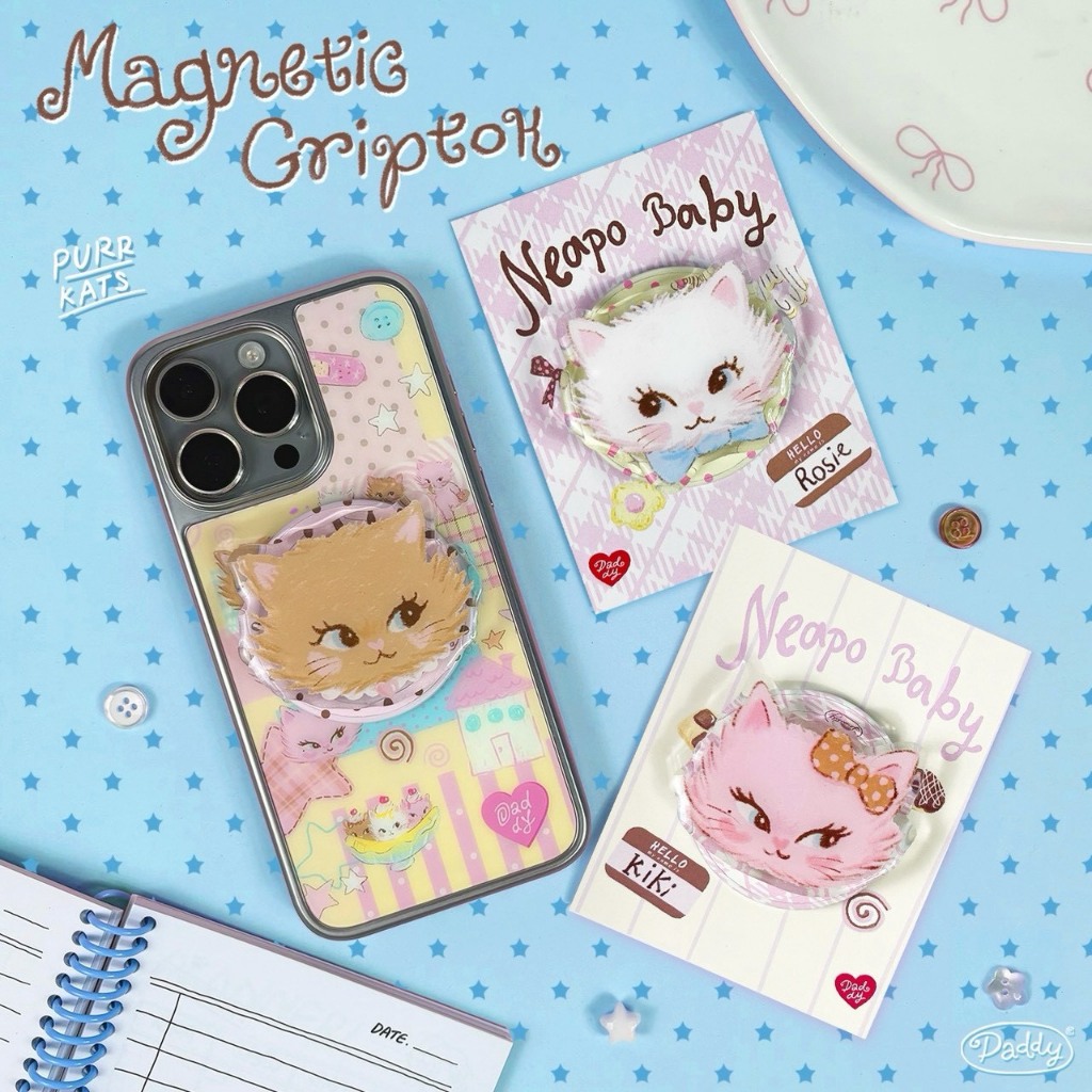 DADDY | Purrkats Magnetic Griptok กริ๊บต๊อกแม่เหล็ก สุดน่ารัก