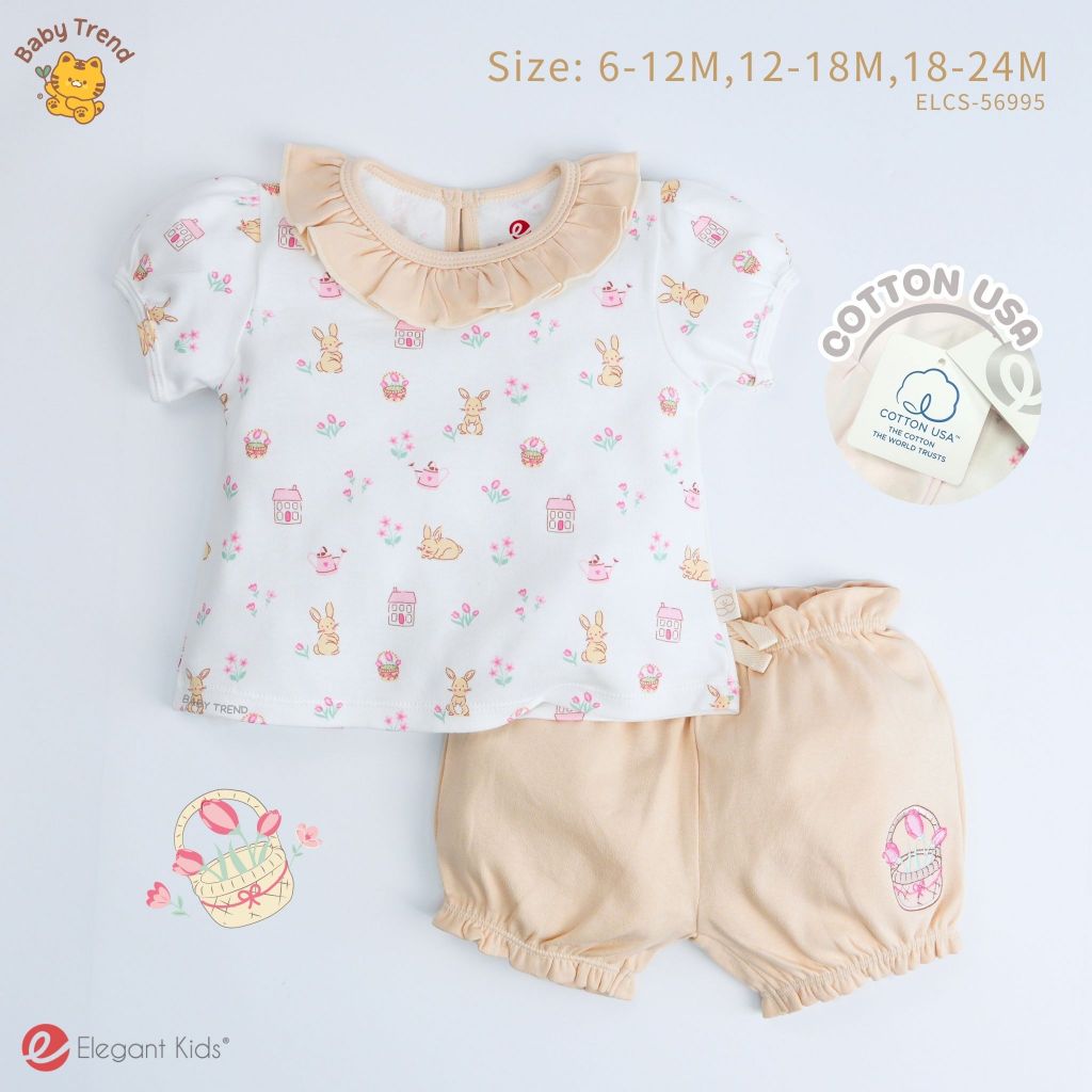 Elegant Kids ชุดเด็กผู้หญิง 6-24เดือน เสื้อแขนสั้นกางเกงขาสั้น Rabbit Cottage Collection | Babytrend