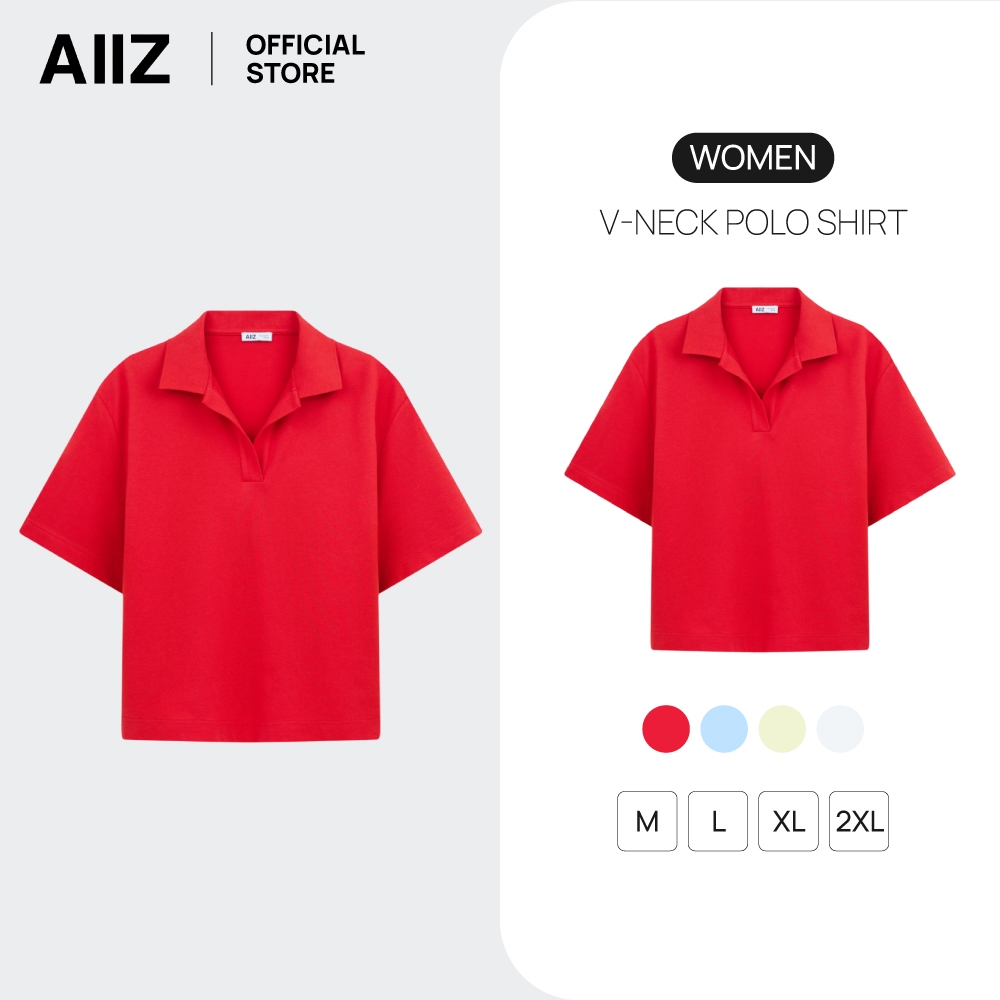 AIIZ เสื้อโปโลผู้หญิงคอวี AIIZ Women's V-Neck Polo Shirt