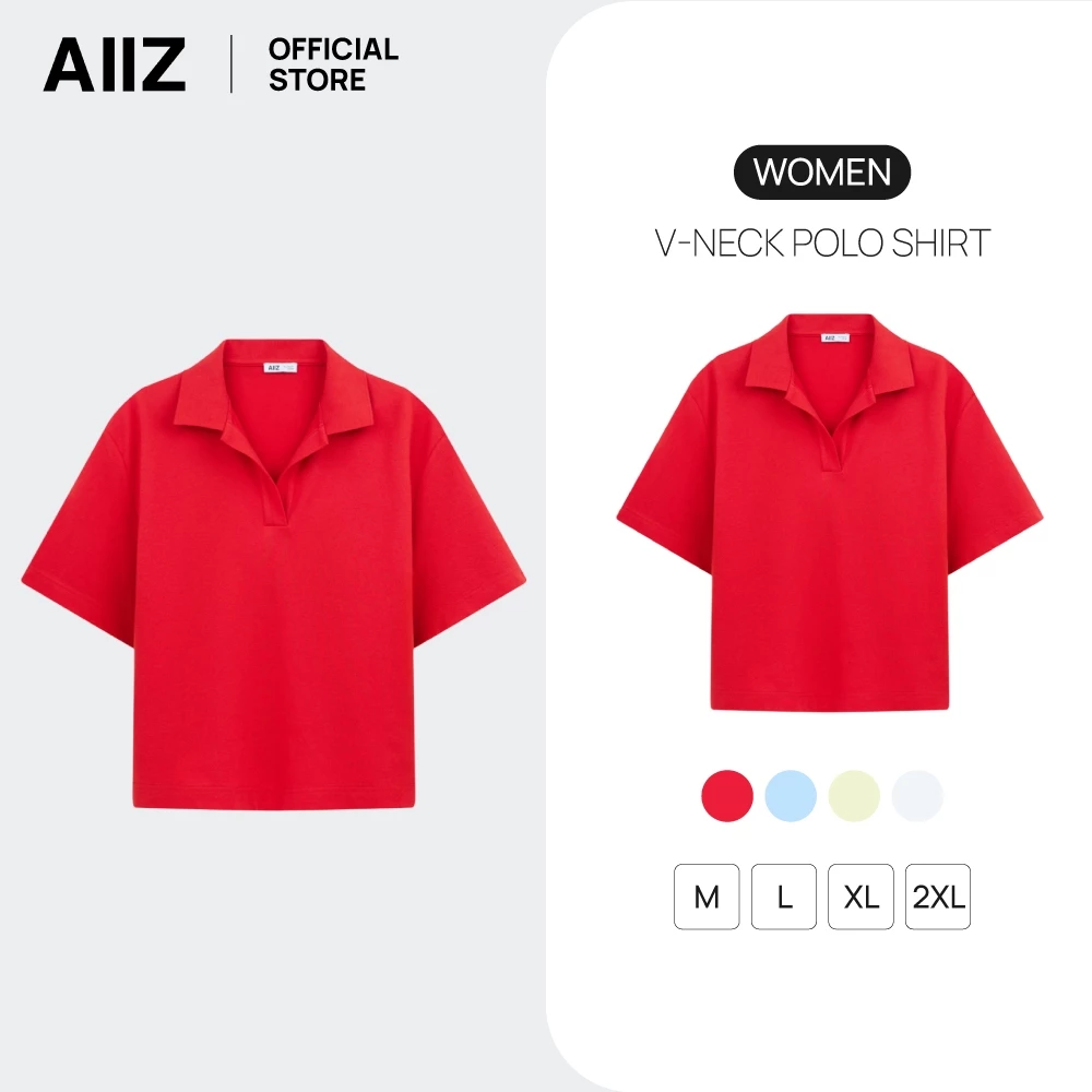 AIIZ เสื้อโปโลผู้หญิงคอวี AIIZ Women's V-Neck Polo Shirt