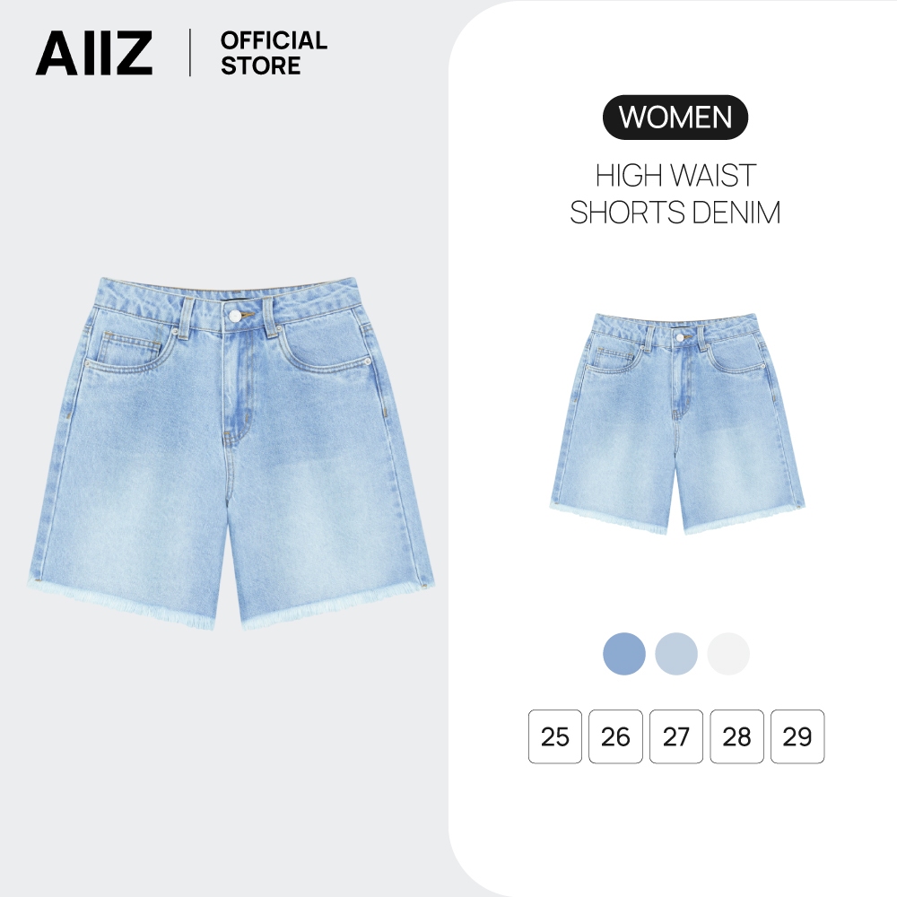AIIZ กางเกงยีนส์ผู้หญิงขาสั้น เอวสูง AIIZ Women's High Waist Shorts Denim