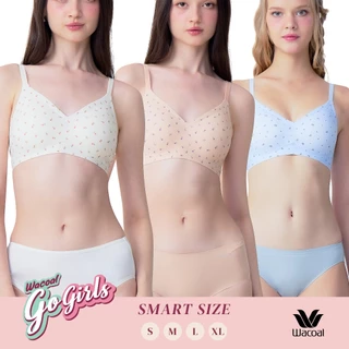 Wacoal Gogirls Smart Size บราไร้โครง ฟองน้ำบาง พิมพ์ลายดอกไม้ เซท 3 ชิ้น รุ่น WB3Y43/WB3343
