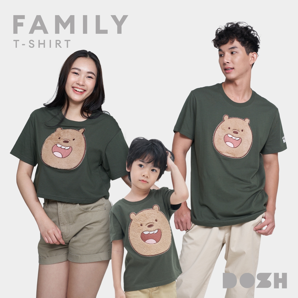 DOSH เสื้อยืดครอบครัวลาย WE BARE BEARS DBBMT5037-DBBWT1023-DBBBT5033-DG