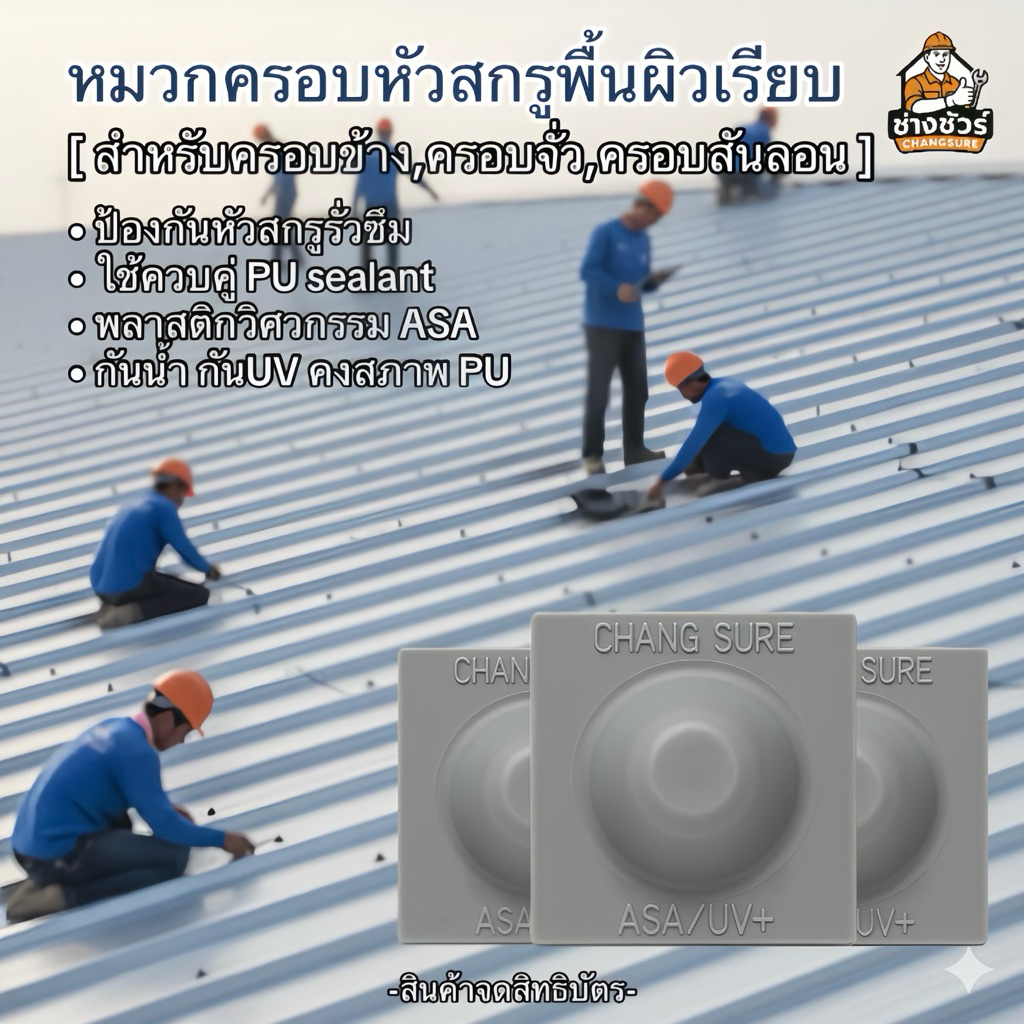 หมวกปิดหัวสกรู ‼️วัสดุASA ‼️ [ สำหรับบริเวณผิวเรียบ ] มีหลายสี!! ป้องกันหัวสกรูรั่วซึม ไม่เป็นตัวล่อสนิมหลังคา