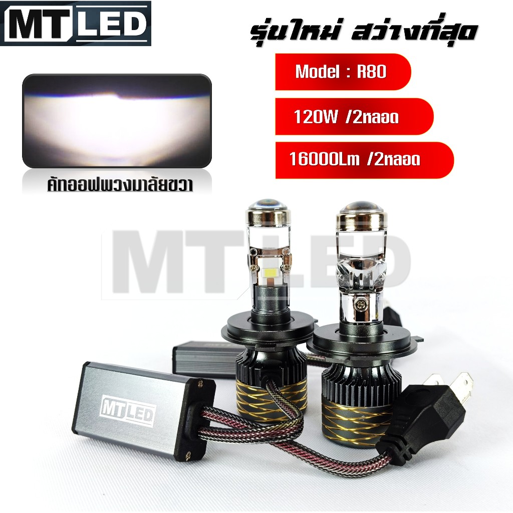 หลอดไฟหน้า LED โปรเProjector Mini MT led ขั้ว H4 H1 H7 9005/HB3 9006/HB4 ชิป3570 แสงขาว6000K สว่างคั