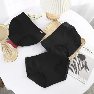 【แพ็ค 5/10ตัว】กางเกงในผู้หญิง สีดำล้วน🖤 ราคาโรงงาน sizeM-3XL เนื้อดีใส่สบาย กางเกงในไซส์ใหญ่ NY023