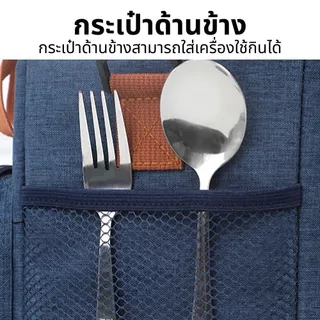 ถุงอาหารกลางวัน ถุงเก็บความเย็น กระเป๋าเก็บอุณหภูมิ 7.3L ความจุสูง พับเก็บง่าย ปิกนิก อาหารกลางวัน