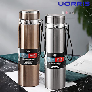 UORRIS 1000ml กระติกน้ําร้อนเก็บน้ําร้อนและน้ําเย็น กระติกน้ําร้อน 12 ชั่วโมง ขวดความร้อนห้องเย็นสแตนเลส ขวดน้ําสูญญากาศ